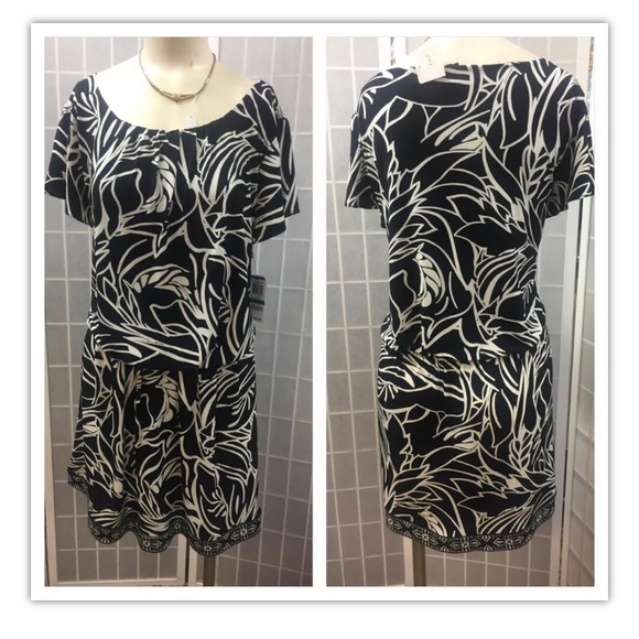 Alfani, dress, black/white, flowers print,sizeXL.: - Picture 1 of 11